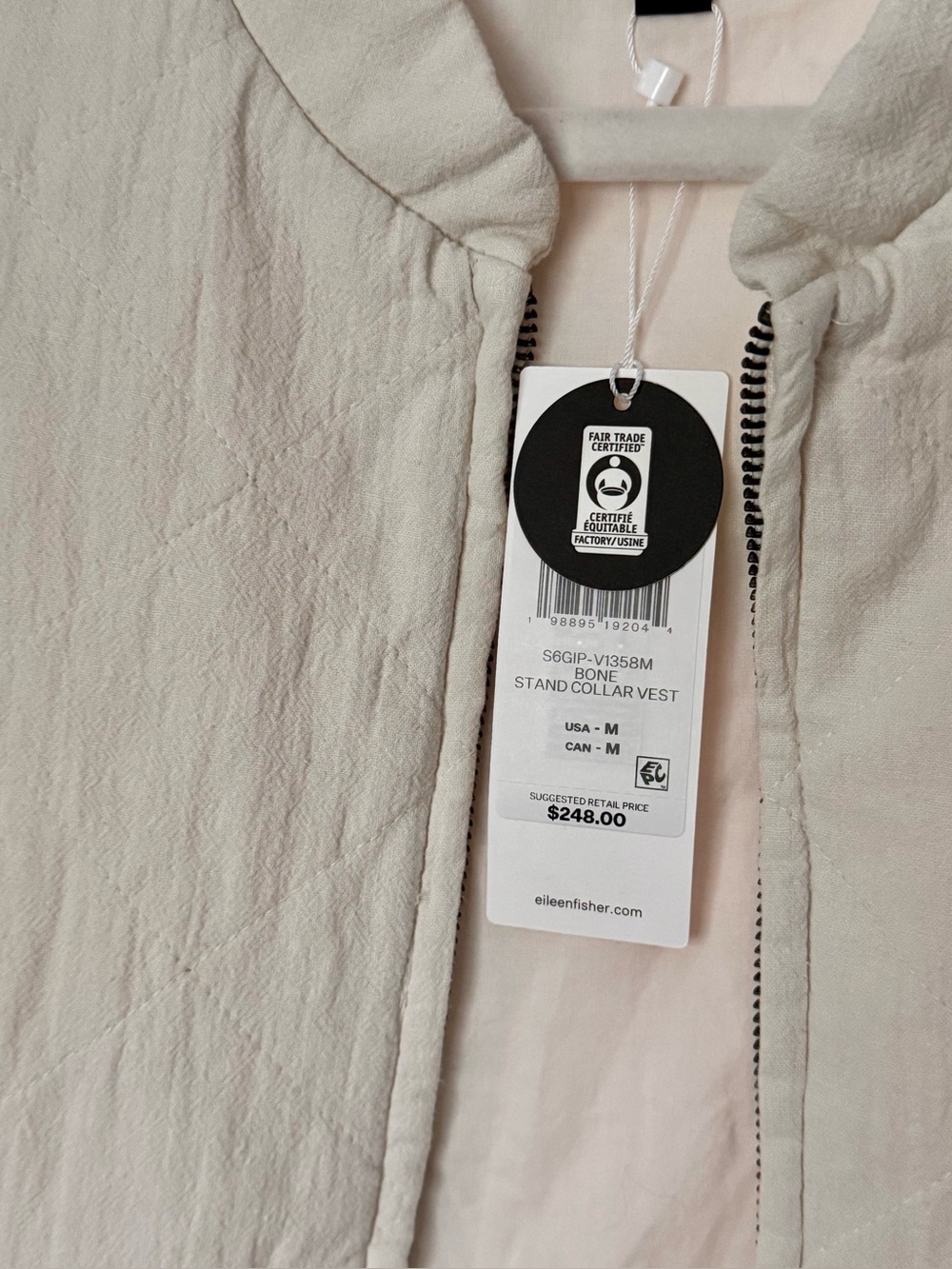 Eileen Fisher Organic Linen Cotton Crepe Quilted Vest M Quiet Luxury Minimalist - Picture 12 of 15